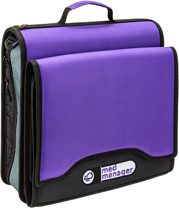 Large Insulated Medical Binder with removable insulated zip pocket and 6-Pocket Folder