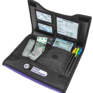 Large Insulated Medical Binder with removable insulated zip pocket and 6-Pocket Folder
