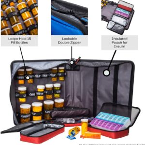 Large Insulated Medical Binder with removable insulated zip pocket and 6-Pocket Folder