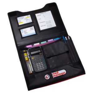 Large Insulated Medical Binder with removable insulated zip pocket and 6-Pocket Folder
