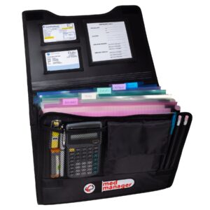 Large Insulated Medical Binder with removable insulated zip pocket and 6-Pocket Folder