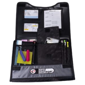 Large Insulated Medical Binder with removable insulated zip pocket and 6-Pocket Folder